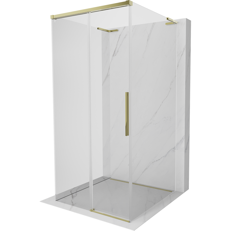 Mexen Rox-3S L 3-seitige Duschkabine, verschiebbar, 90 x 90 cm, transparent, gold - 8C2L-090-090-50-00-3S