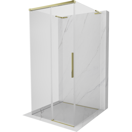 Mexen Rox-3S L 3-seitige Duschkabine, verschiebbar, 90 x 90 cm, transparent, gold - 8C2L-090-090-50-00-3S