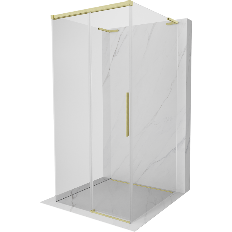 Mexen Rox-3S L 3-seitige Duschkabine, 90 x 90 cm, transparent, gebürstetes Gold - 8C2L-090-090-55-00-3S