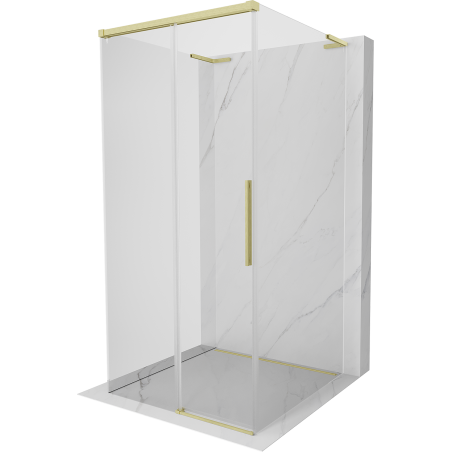 Mexen Rox-3S L 3-seitige Duschkabine, 90 x 90 cm, transparent, gebürstetes Gold - 8C2L-090-090-55-00-3S