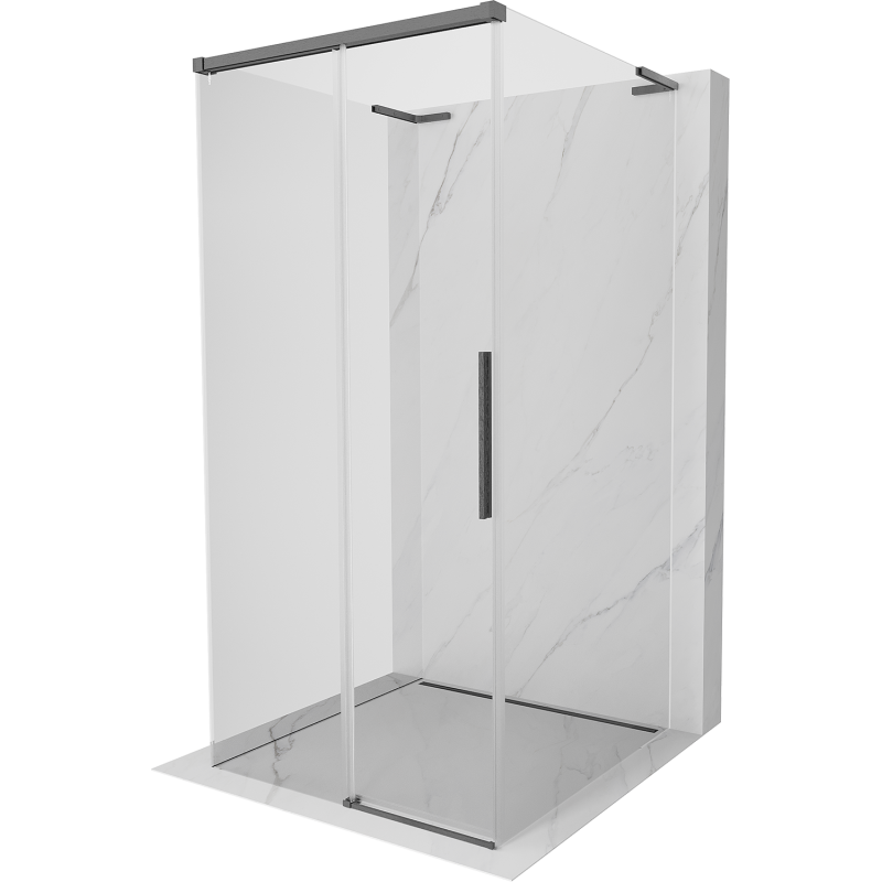 Mexen Rox-3S L 3-seitige Duschkabine zum Schieben 100 x 100 cm, transparent, Gun Gray gebürstet - 8C2L-100-100-66-00-3S