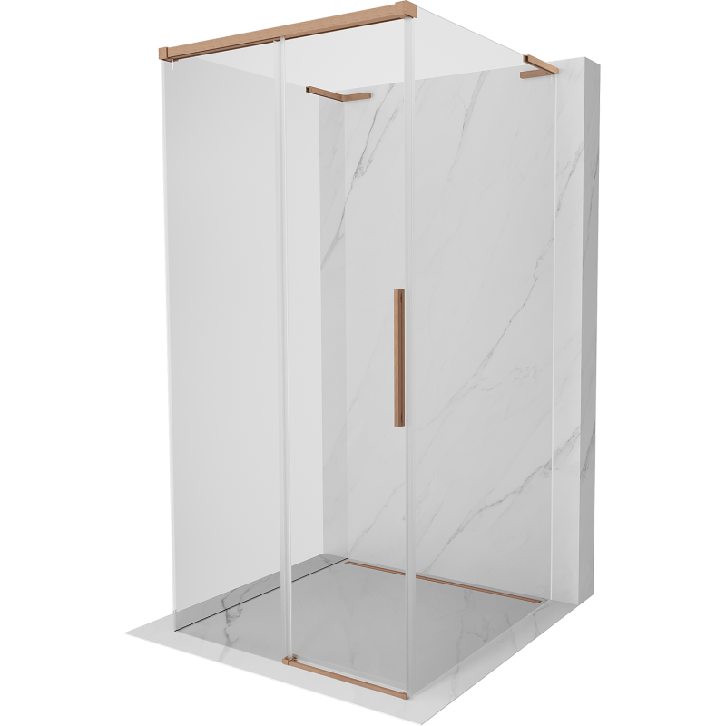 Mexen Rox-3S L 3-seitige Duschkabine verschiebbar 100 x 100 cm, transparent, gebürstetes Kupfer - 8C2L-100-100-65-00-3S