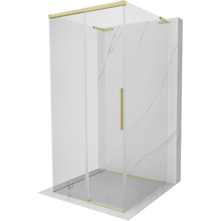 Mexen Rox-3S L Duschkabine 3-seitig, verschiebbar 100 x 100 cm, transparent, gebürstetes Gold - 8C2L-100-100-55-00-3S