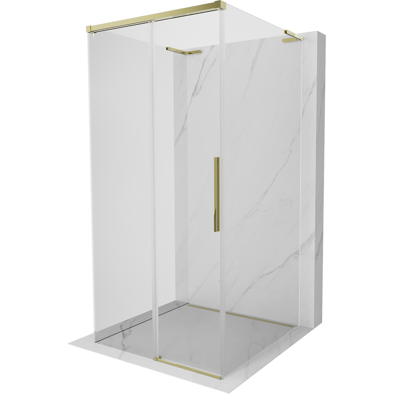 Mexen Rox-3S L 3-seitige, verschiebbare Duschkabine 100 x 100 cm, transparent, gold - 8C2L-100-100-50-00-3S
