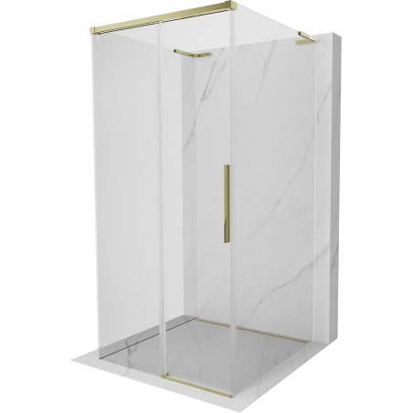 Mexen Rox-3S L 3-seitige, verschiebbare Duschkabine 100 x 100 cm, transparent, gold - 8C2L-100-100-50-00-3S