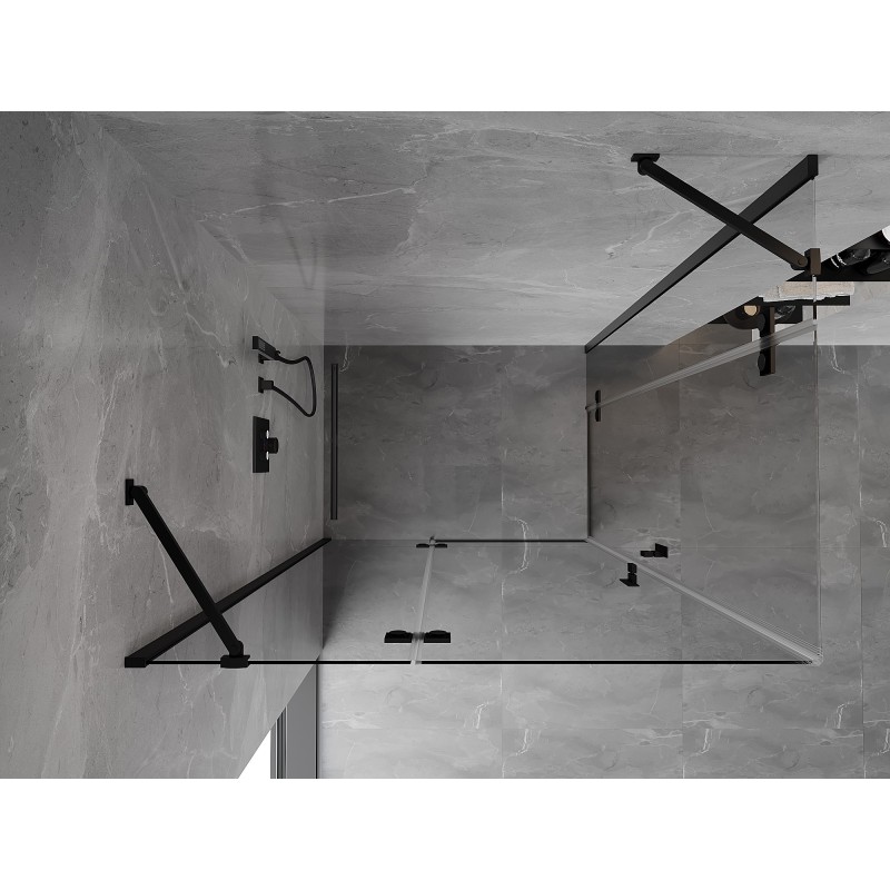 Mexen Mist-H Duo Duschkabine schwenkbar links 80 x 70 cm, transparent, schwarz - 8A5-080L-070P-70-00