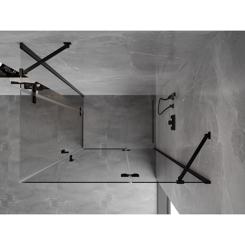 Mexen Mist-H Duo Duschkabine schwenkbar rechts 70 x 85 cm, transparent, schwarz - 8A5-070L-085P-70-00