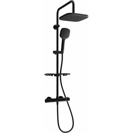 Mexen KT33 Aufputz-Duschset mit Regenduschkopf und Thermostatarmatur, schwarz - 771503393-70