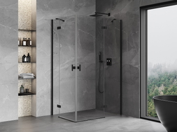 Mexen Mist-H Duo Duschkabine schwenkbar rechts 85 x 90 cm, transparent, schwarz - 8A5-085L-090P-70-00