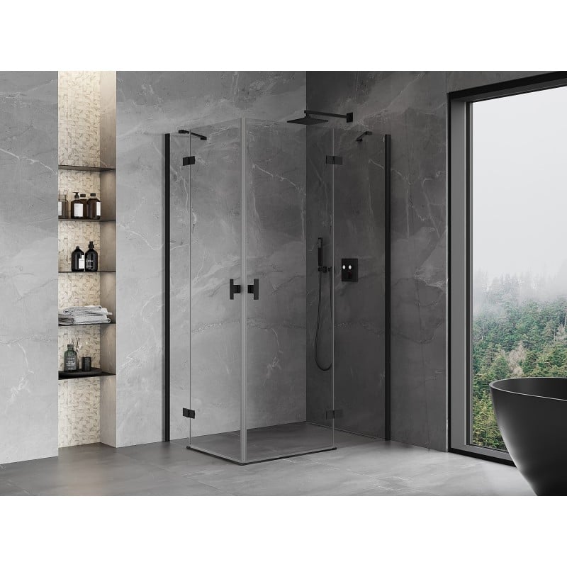 Mexen Mist-H Duo Duschkabine Drehbar Rechts 85 x 100 cm, Transparent, Schwarz - 8A5-085L-100P-70-00