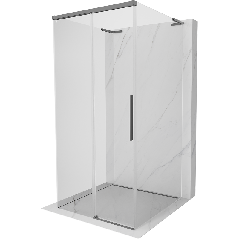 Mexen Rox-3S L 3-seitige, verschiebbare Duschkabine 110 x 110 cm, transparent, Gun Metal - 8C2L-110-110-95-00-3S