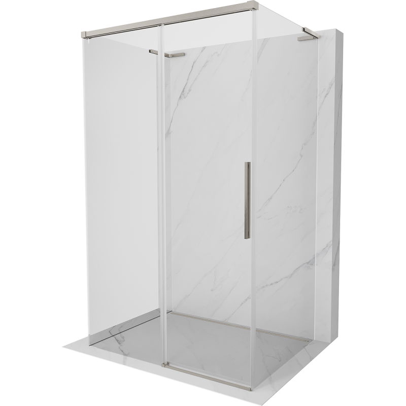 Mexen Rox-3S L 3-seitige Duschkabine, schiebbar, 155 x 80 cm, transparent, gebürstetes Nickel - 8C2L-155-080-97-00-3S