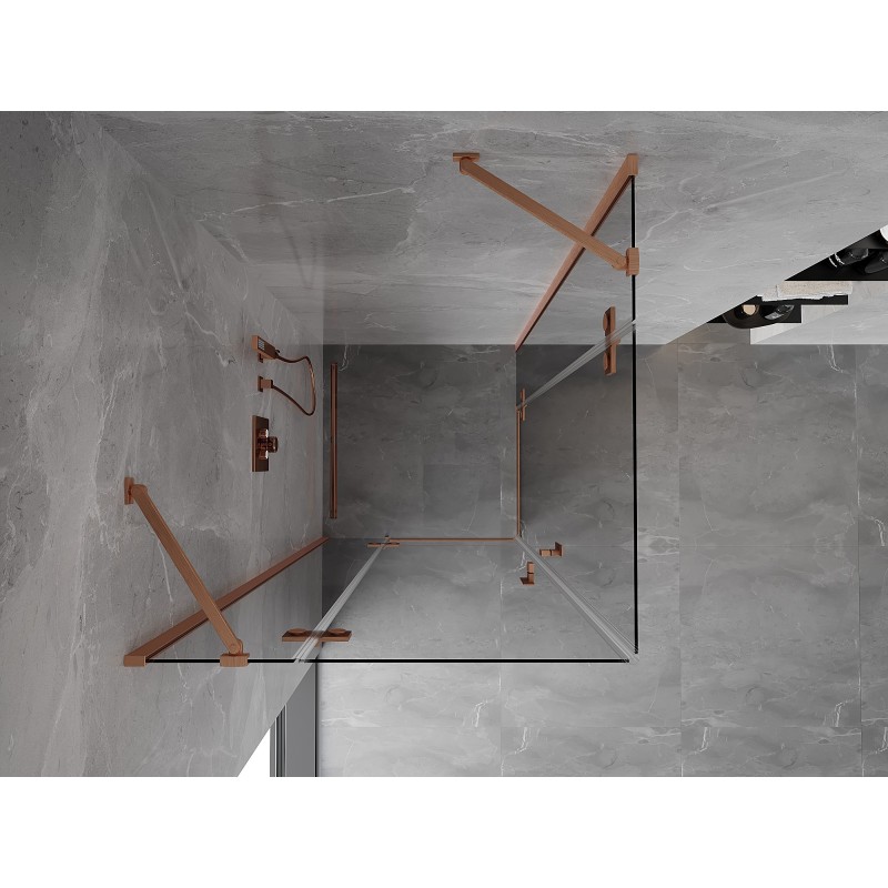 Mexen Mist-H Duo Duschkabine schwenkbar 80 x 80 cm, transparent, gebürstetes Kupfer - 8A5-080L-080P-65-00