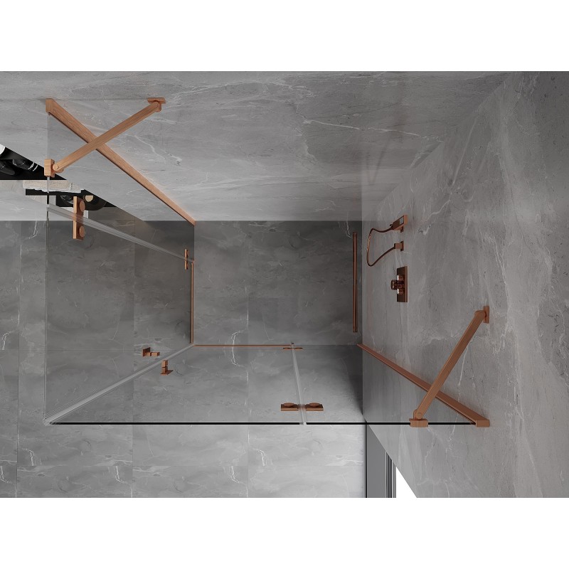 Mexen Mist-H Duo Duschkabine schwenkbar rechts 70 x 75 cm, transparent, gebürstetes Kupfer - 8A5-070L-075P-65-00
