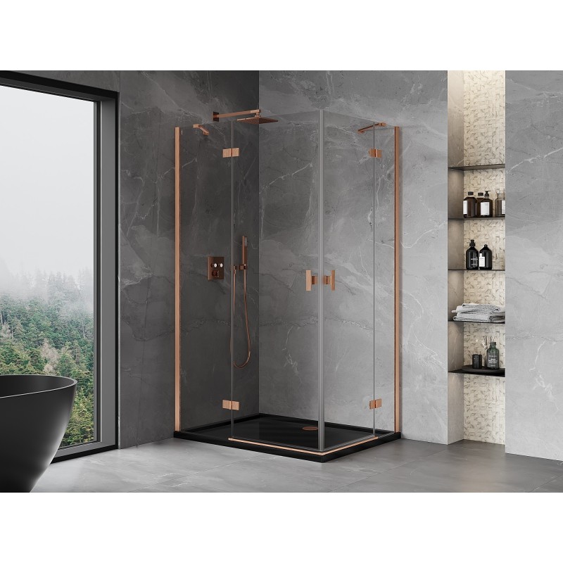 Mexen Mist-H Duo Duschkabine links öffnend 105 x 85 cm, transparent, gebürstetes Kupfer - 8A5-105L-085P-65-00