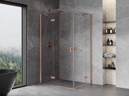 Mexen Mist-H Duo Duschkabine links öffnend 105 x 85 cm, transparent, gebürstetes Kupfer - 8A5-105L-085P-65-00