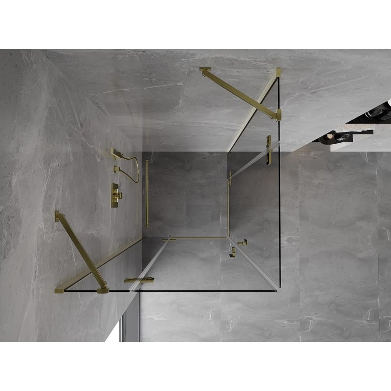 Mexen Mist-H Duo Duschkabine schwenkbar 70 x 70 cm, transparent, gold - 8A5-070L-070P-50-00