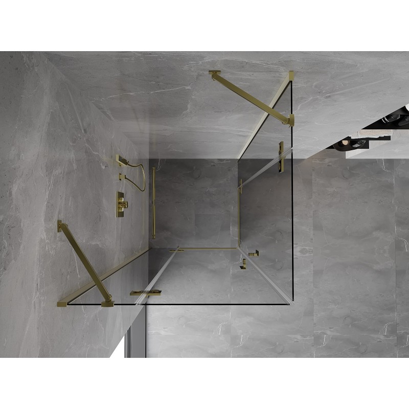 Mexen Mist-H Duo Duschkabine schwenkbar 80 x 80 cm, transparent, gold - 8A5-080L-080P-50-00