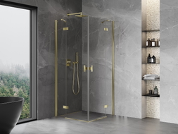 Mexen Mist-H Duo Duschkabine schwenkbar 80 x 80 cm, transparent, gold - 8A5-080L-080P-50-00