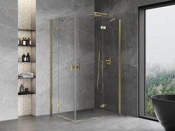 Mexen Mist-H Duo Duschkabine, schwenkbar rechts 70 x 75 cm, transparent, gold - 8A5-070L-075P-50-00