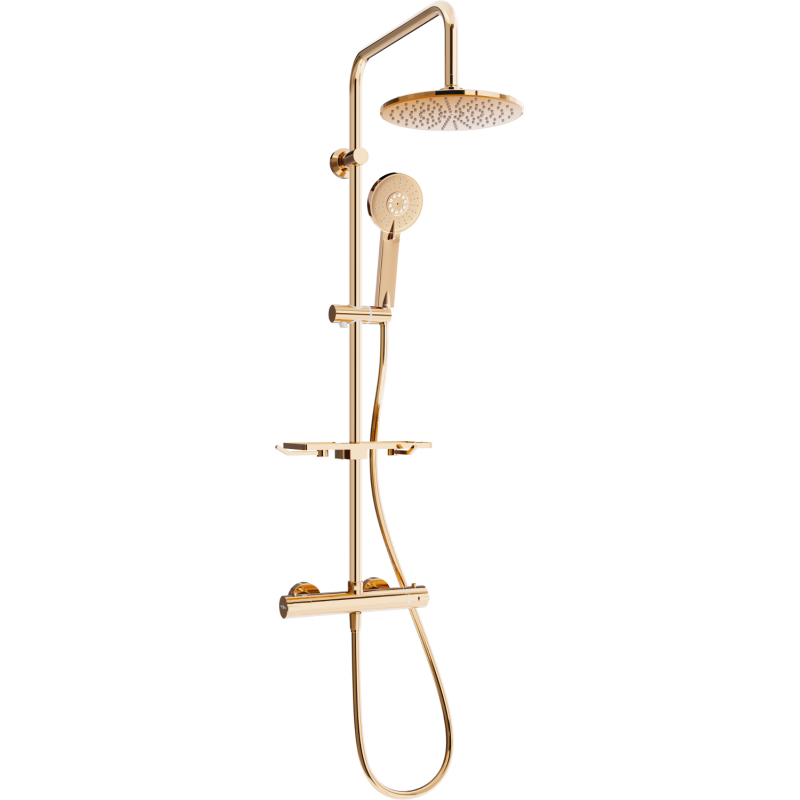 Mexen KT40 Aufputz-Duschset mit Regenbrause und Thermostatbatterie, Roségold - 771504093-60