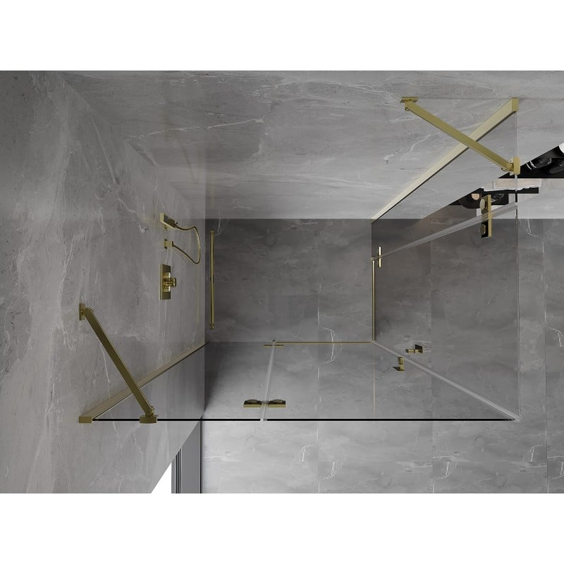 Mexen Mist-H Duo Duschkabine, schwenkbar, links, 120 x 80 cm, transparent, gold - 8A5-120L-080P-50-00