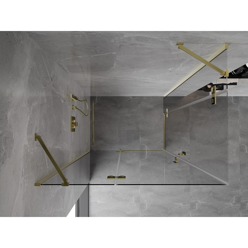 Mexen Mist-H Duo Duschkabine schwenkbar links 85 x 80 cm, transparent, gold - 8A5-085L-080P-50-00