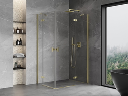 Mexen Mist-H Duo Duschkabine Schwingtür rechts 85 x 100 cm, transparent, gold - 8A5-085L-100P-50-00