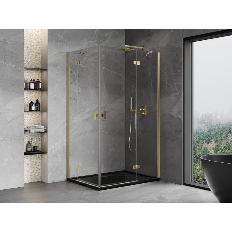 Mexen Mist-H Duo Duschkabine schwenkbar rechts 100 x 115 cm, transparent, gold - 8A5-100L-115P-50-00
