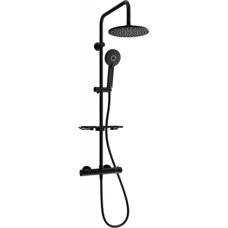 Mexen KT40 Aufputz-Duschset mit Regenduschkopf und Thermostatarmatur, schwarz - 771504093-70