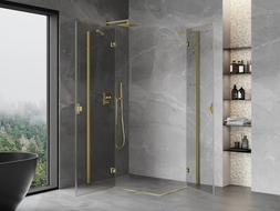 Mexen Mist-H Duo Duschkabine klappbar links 105 x 75 cm, transparent, gebürstetes Gold - 8A5-105L-075P-55-00