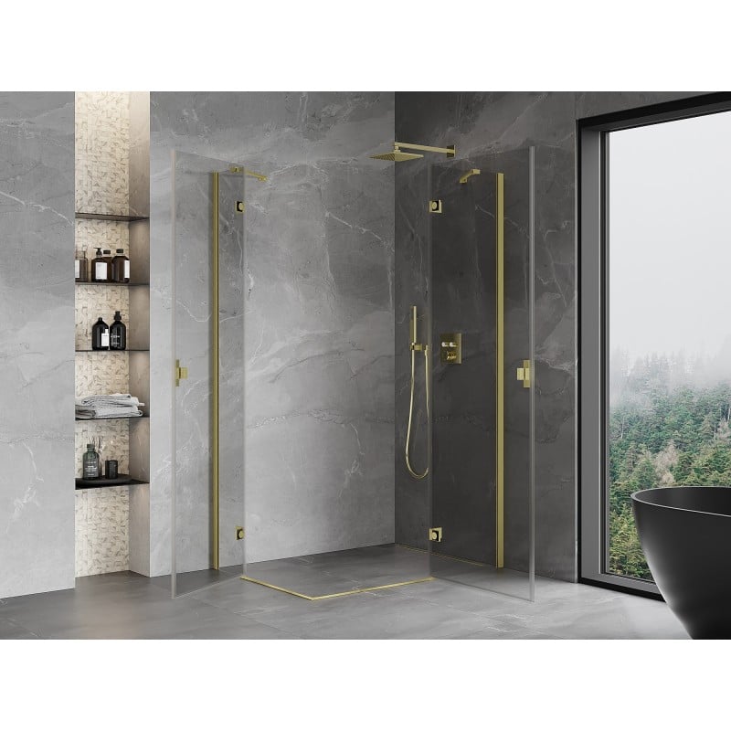 Mexen Mist-H Duo Duschkabine rechts öffnend 70 x 100 cm, transparent, gold gebürstet - 8A5-070L-100P-55-00