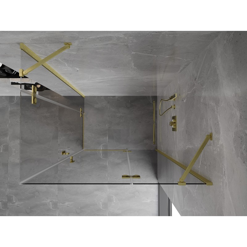 Mexen Mist-H Duo Duschkabine, rechte Tür 80 x 110 cm, transparent, gebürstetes Gold - 8A5-080L-110P-55-00