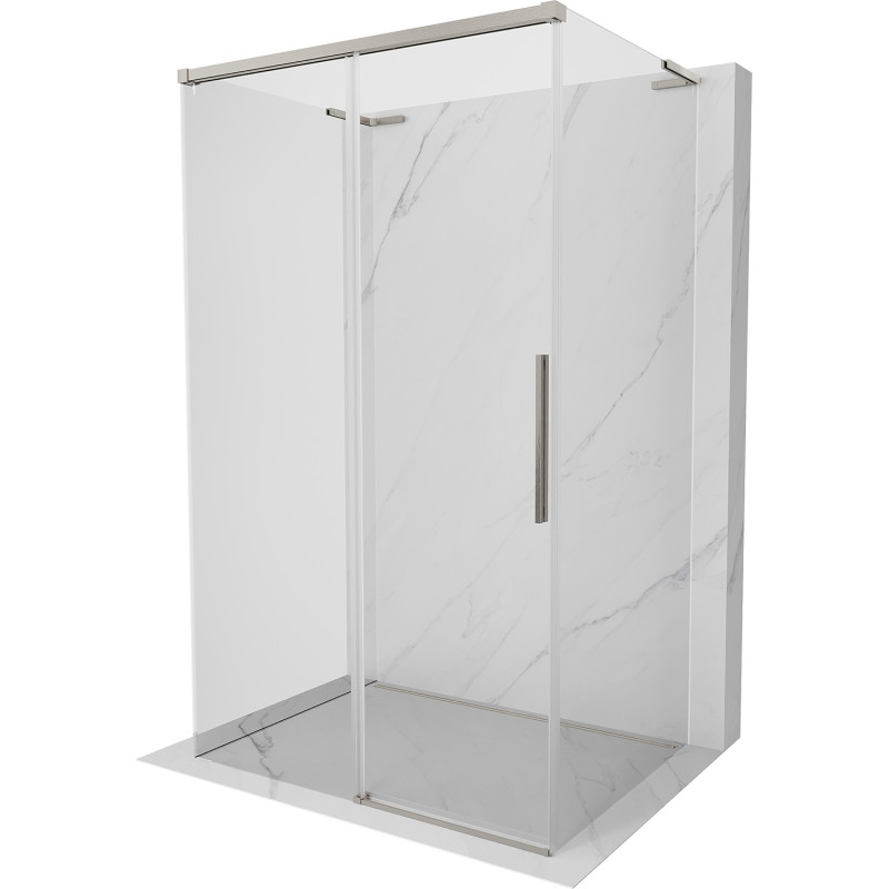 Mexen Rox-3S L 3-seitige Duschkabine, verschiebbar, 140 x 110 cm, transparent, gebürsteter Nickel - 8C2L-140-110-97-00-3S