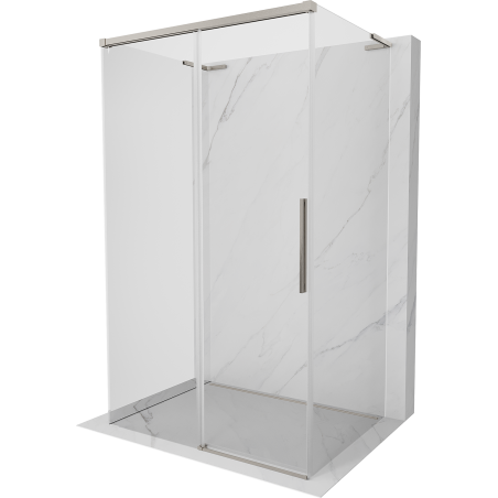 Mexen Rox-3S L Duschkabine, 3-seitig, 150 x 120 cm, transparent, gebürstetes Nickel - 8C2L-150-120-97-00-3S