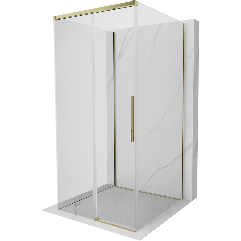 Mexen Rox-3S 3-seitige Duschkabine, verschiebbar, 110 x 110 cm, transparent, gold - 8C2-110-110-50-00-3S