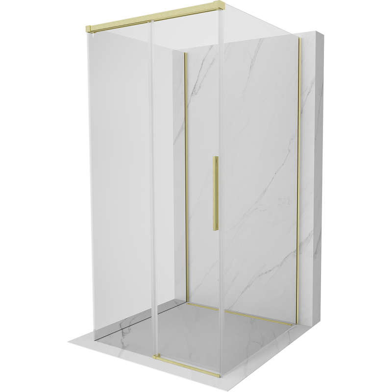 Mexen Rox-3S Duschkabine 3-seitig verschiebbar 120 x 120 cm, transparent, gebürstetes Gold - 8C2-120-120-55-00-3S