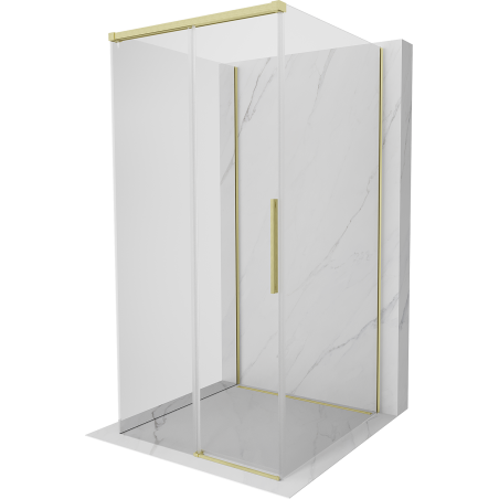 Mexen Rox-3S Duschkabine 3-seitig verschiebbar 120 x 120 cm, transparent, gebürstetes Gold - 8C2-120-120-55-00-3S