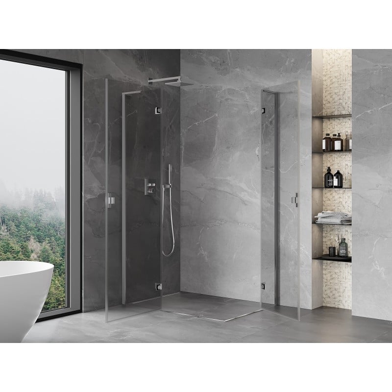 Mexen Mist-H L Duo Duschkabine links öffnend 80 x 75 cm, transparent, Chrom - 8A5L-080L-075P-01-00