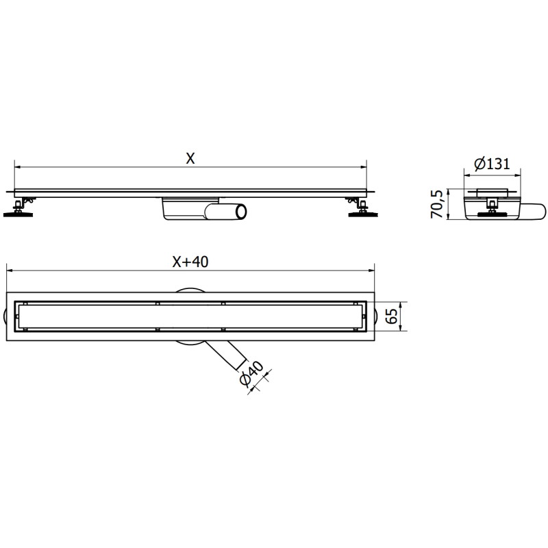 Mexen Flat 360° M13 Rotierender 2-in-1-Lineargully 60 cm, schwarz - 1710060-40