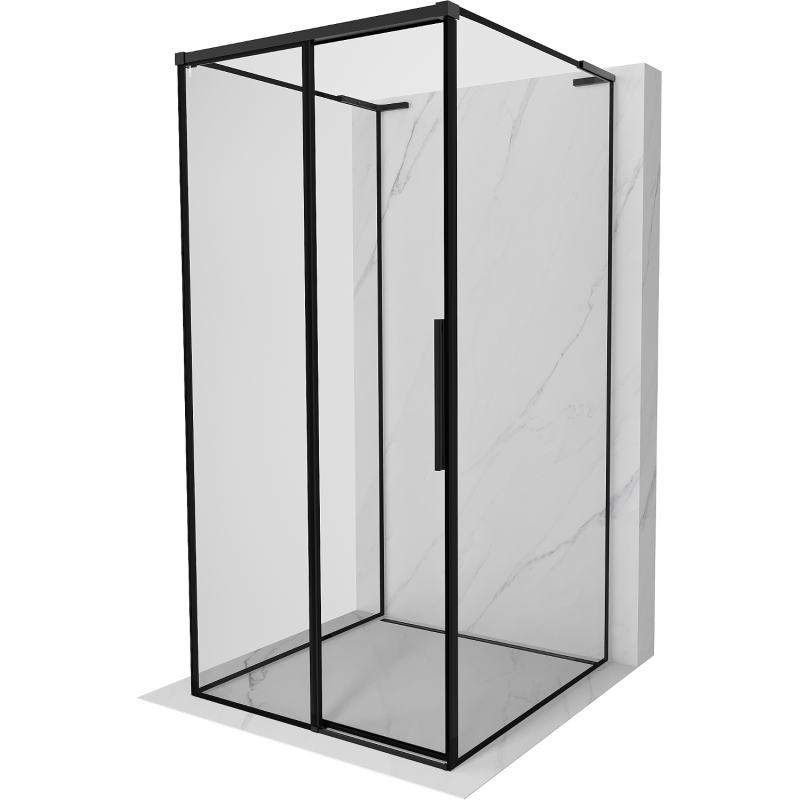 Mexen Rox-3S L dreiwandige Duschkabine, links verschiebbar, 95 x 95 cm, schwarzer Rahmen, schwarz - 8C2L-095-095-70-70-3S-L