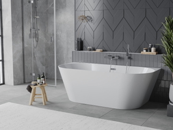 Mexen Oval Slim freistehende Anbauwanne 170 x 80 cm, weiß, Überlauf chrom - 52661708000-01