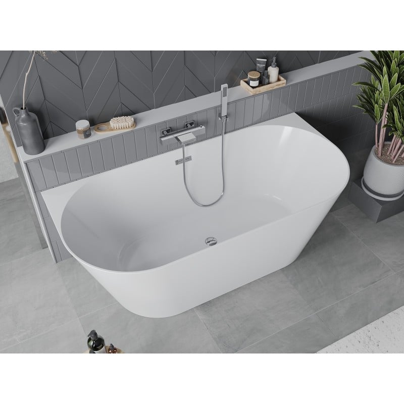 Mexen Oval Slim freistehende Anbauwanne 170 x 80 cm, weiß, Überlauf chrom - 52661708000-01