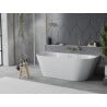 Mexen Oval Slim freistehende wandnahe Badewanne 170 x 80 cm, weiß, Überlauf gebürstet gold - 52661708000-55