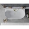 Mexen Oval Slim freistehende wandnahe Badewanne 170 x 80 cm, weiß, Überlauf gebürstet gold - 52661708000-55