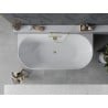 Mexen Oval Slim freistehende halbanliegende Badewanne 170 x 80 cm, weiß, Überlauf gold - 52661708000-50