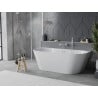 Mexen Oval Slim freistehende wandnahe Badewanne 170 x 80 cm, weiß, Überlauf gebürstetes Nickel - 52661708000-97