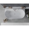 Mexen Oval Slim freistehende wandnahe Badewanne 170 x 80 cm, weiß, Überlauf gebürstetes Nickel - 52661708000-97