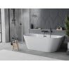 Mexen Oval Slim freistehende wandmontierte Wanne 170 x 80 cm, weiß, schwarzer Überlauf - 52661708000-70