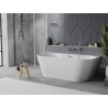Mexen Oval Slim freistehende Eckbadewanne 170 x 80 cm, weiß, Überlauf gun gray gebürstet - 52661708000-66